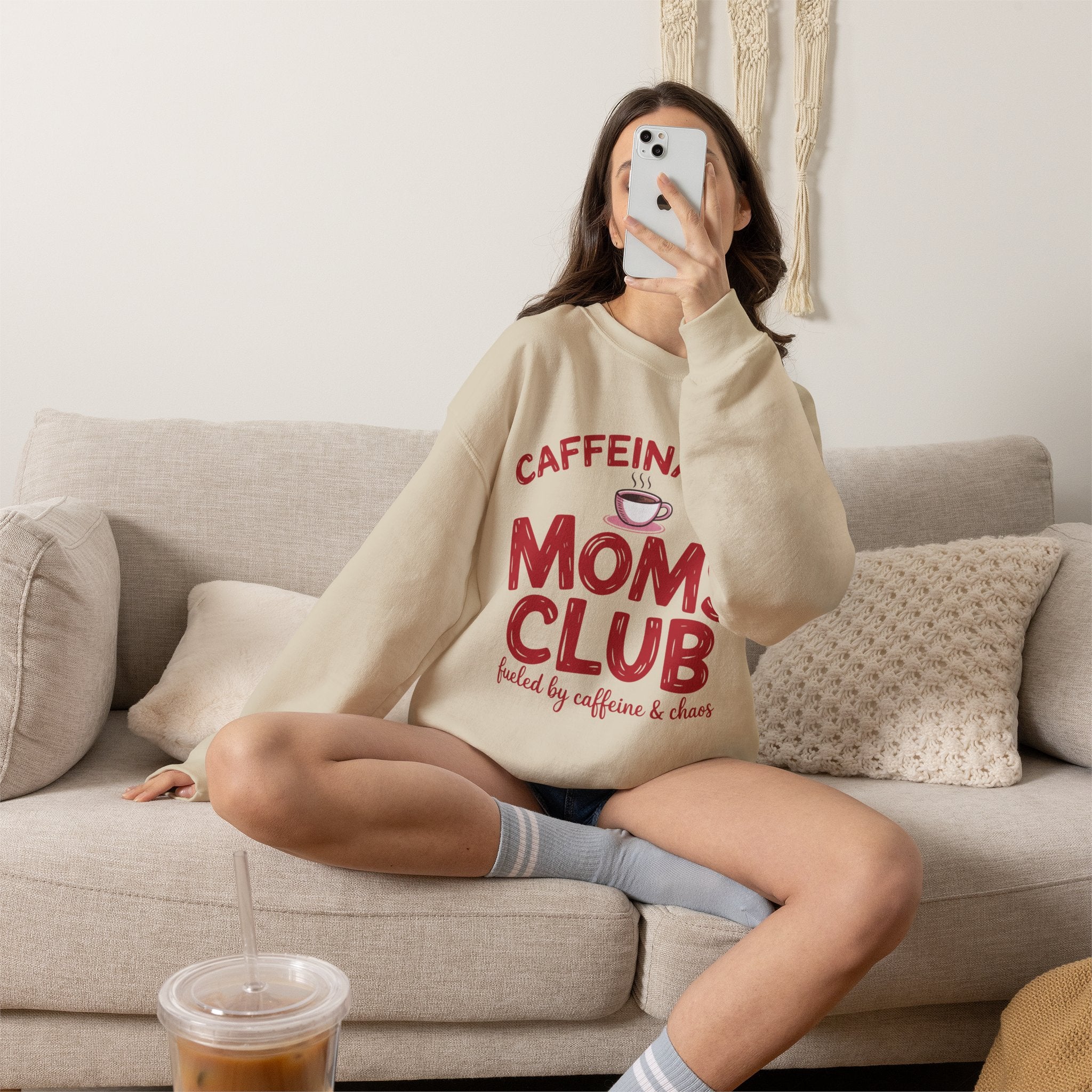Caffeinated Moms Club Sweatshirt — Cozy Coffee Lover Crewneck