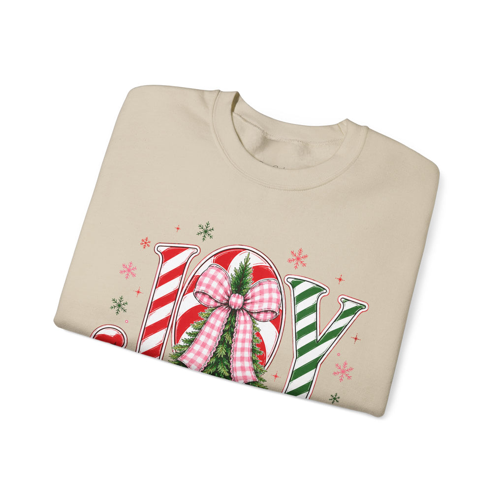 JOY to the World Christmas Sweatshirt — Festive Candy Cane & Wreath Holiday Crewneck