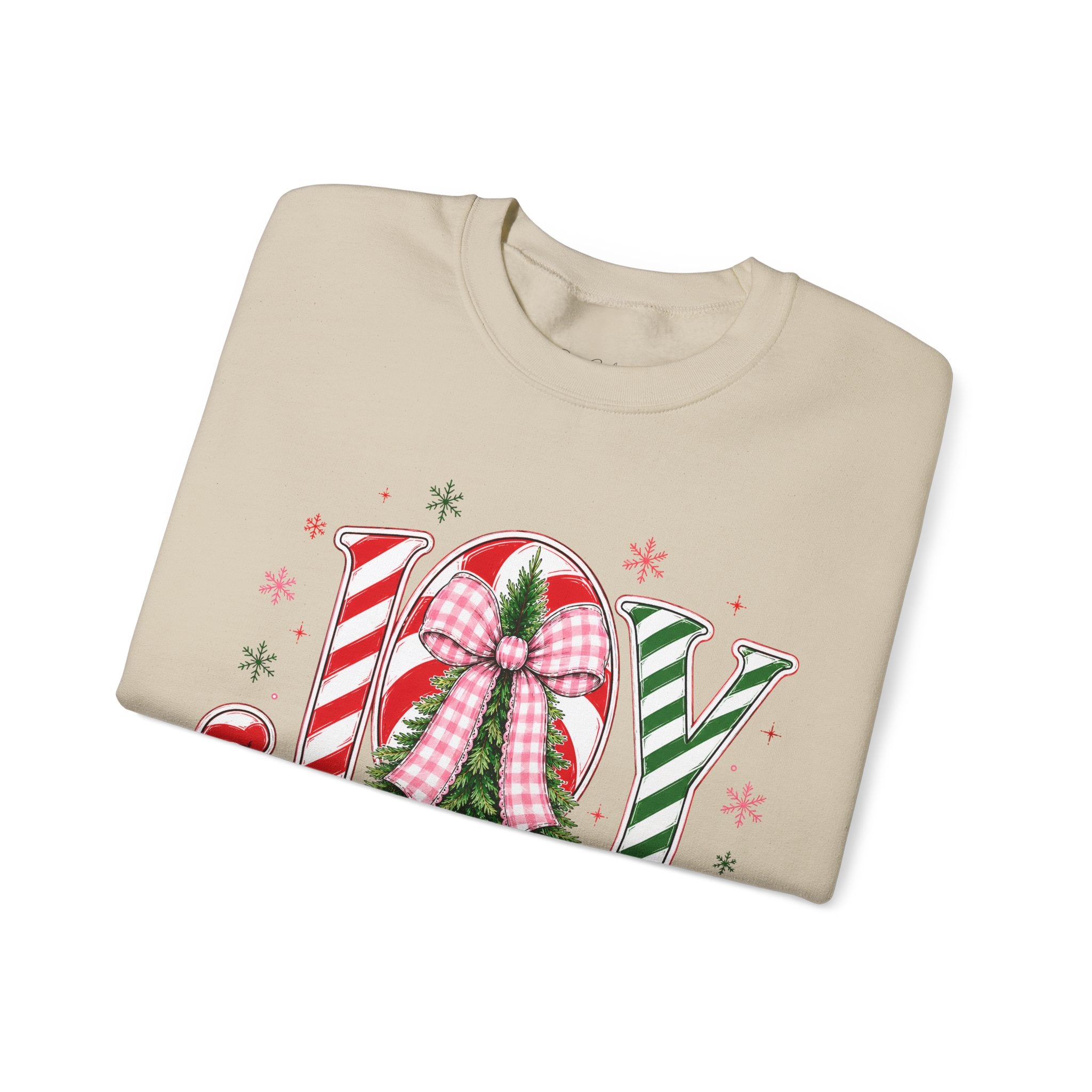 JOY to the World Christmas Sweatshirt — Festive Candy Cane & Wreath Holiday Crewneck