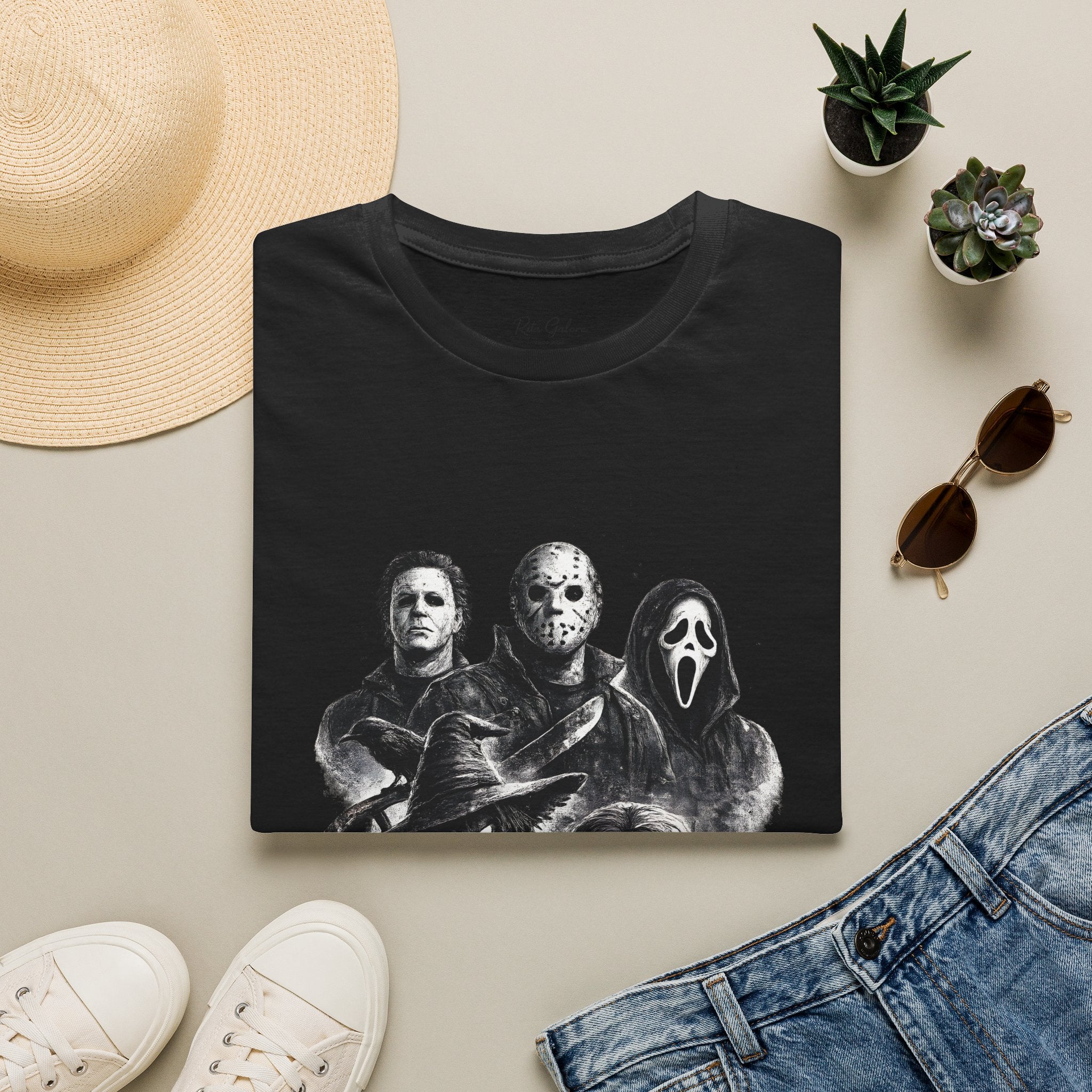 Horror Slasher Mask Collage T-Shirt | Halloween Villains Tee Unisex