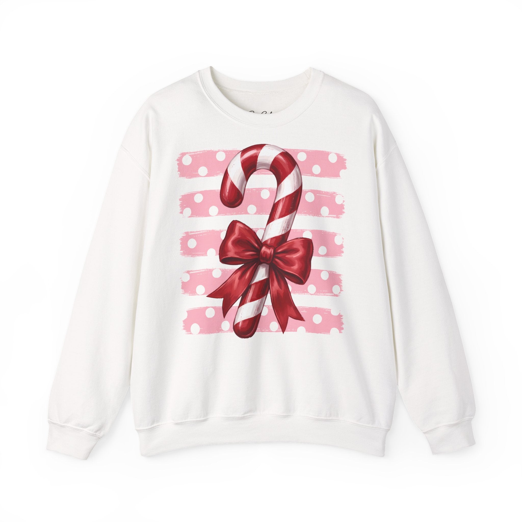 Candy Cane Bow Crewneck Sweatshirt — Holiday Christmas Sweater