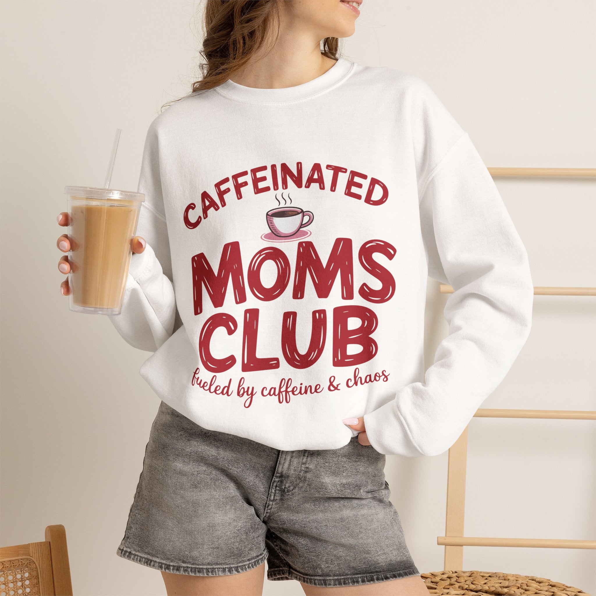 Caffeinated Moms Club Sweatshirt — Cozy Coffee Lover Crewneck