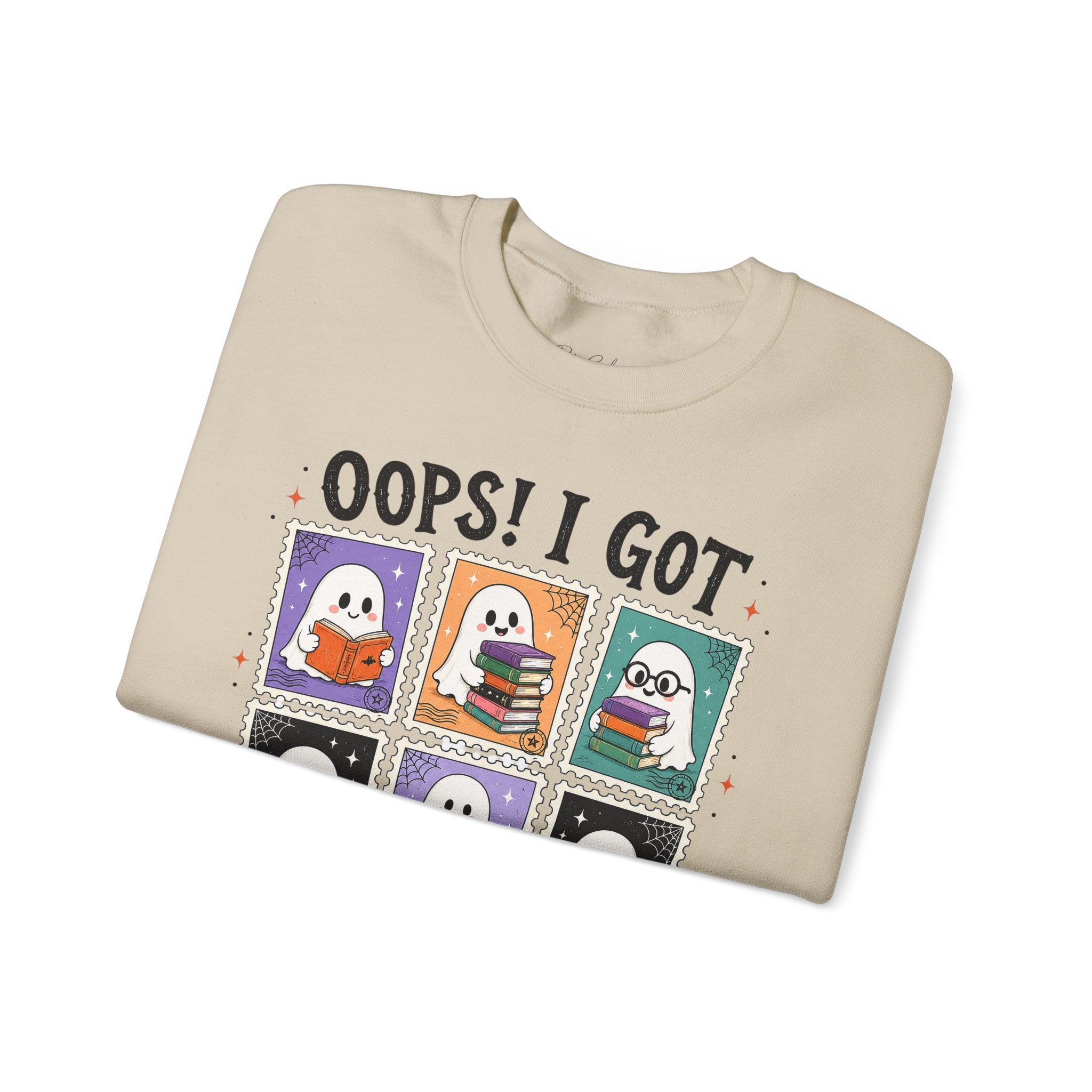 Crewneck Sweatshirt — "Oops! I Got Another Book" Cute Reading Ghosts Graphic