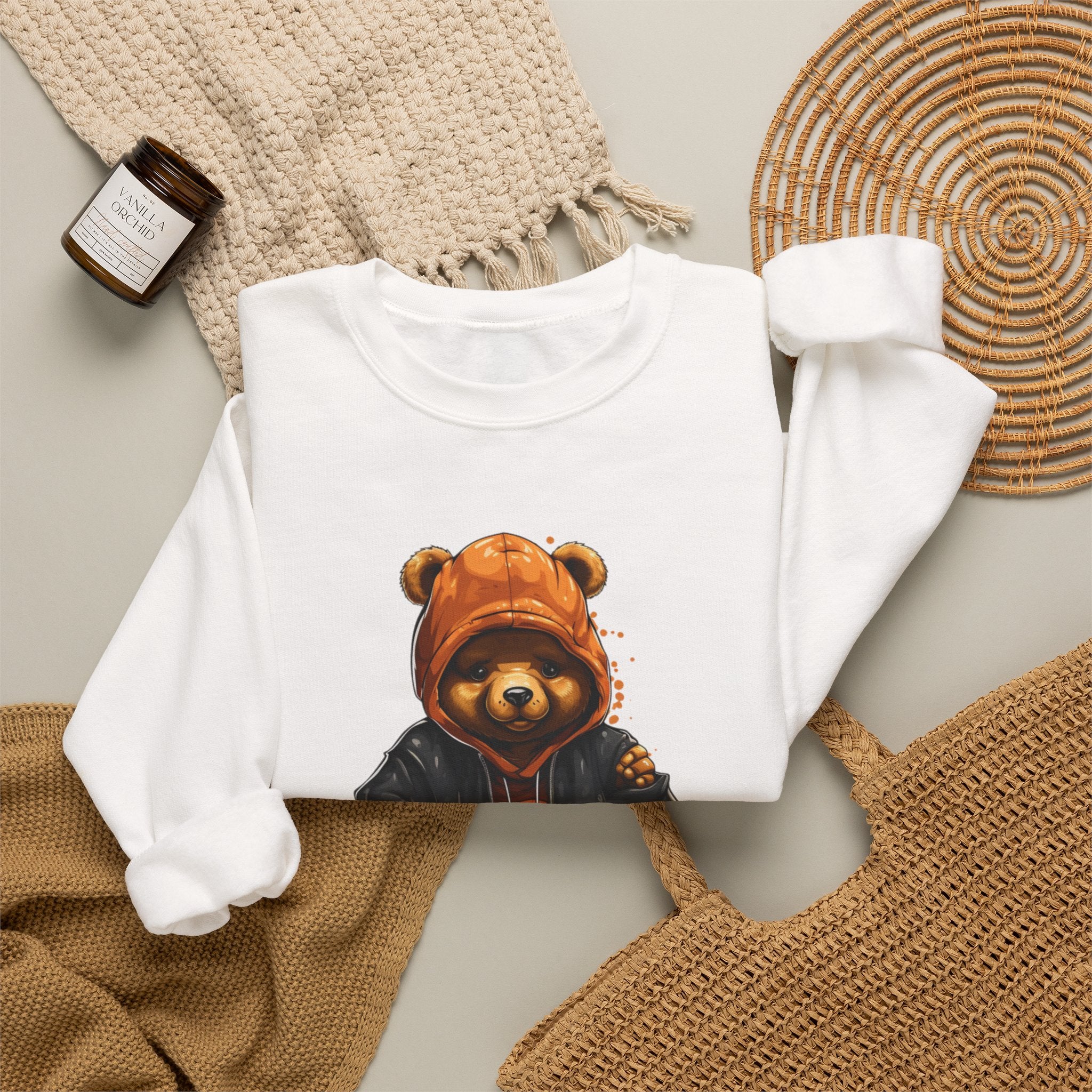 Streetwear Teddy Bear sweatshirt | Teddy in Hoodie and Leather Jacket